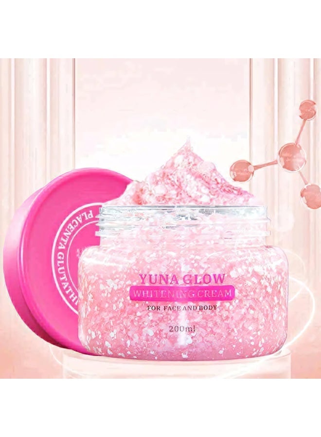 BMRS كريم يونا جلو لتفتيح البشرة 200 مل مرطب للوجه والجسم مدعم بالجلوتاثيون والمشيمة يساعد على تفتيح البشرة الباهتة وتحسين الملمس وتعزيز الإشراقة الطبيعية - Image 5